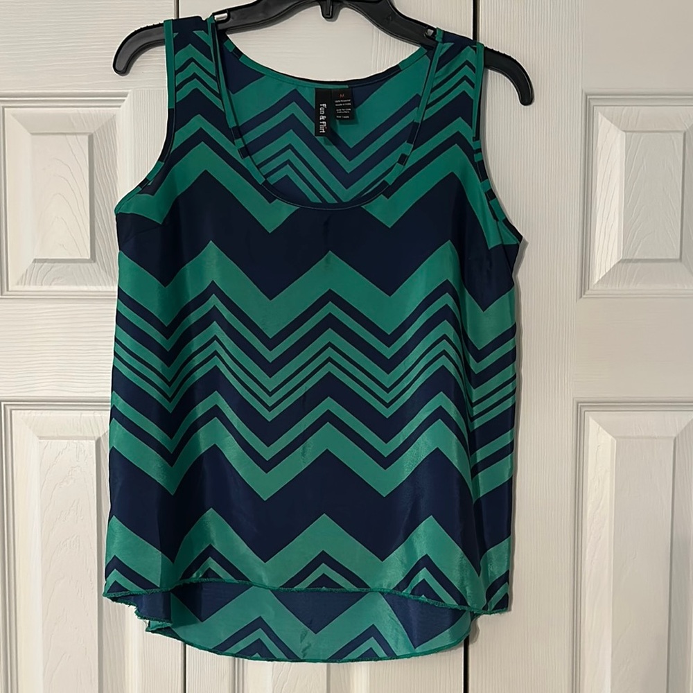 Fun & Flirt Green and Blue Tank Top Vibrant and Stylish